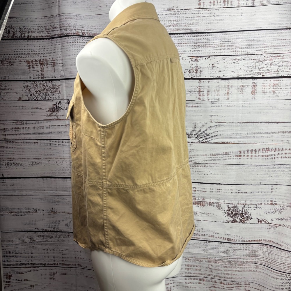 Lauren Ralph Lauren LRL VTG Sleeveless Top Tan Button Down Safari Vest Utility L - Picture 6 of 11